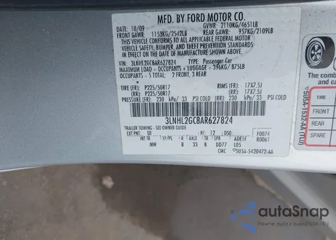 2010 Lincoln Mkz from USA, damaged, VIN 3LNHL2GC8AR627824